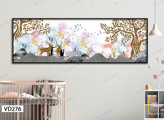 Tranh Hai Chú Hươu Bên Cánh Rừng - VD276