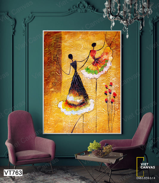 Tranh Hai Cô Gái Nhảy Múa - VT763