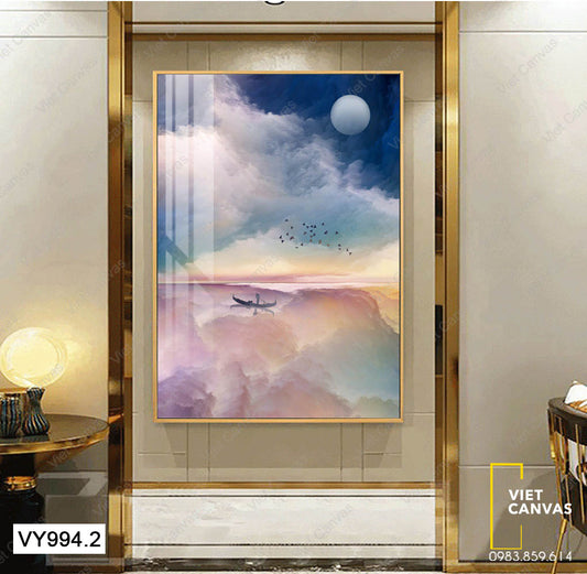 Tranh Người Lái Đò Giữa Hồ Nước Trong Veo - VY994.2