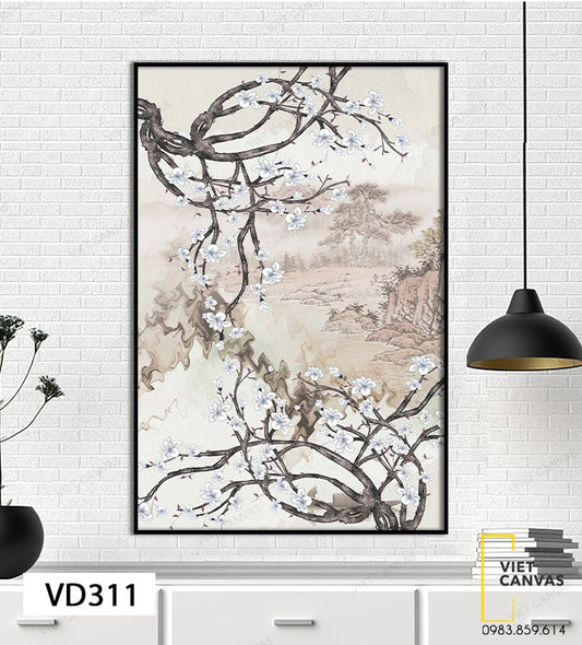 Tranh Hoa Ban Trắng Nở Khắp Rừng - VD311