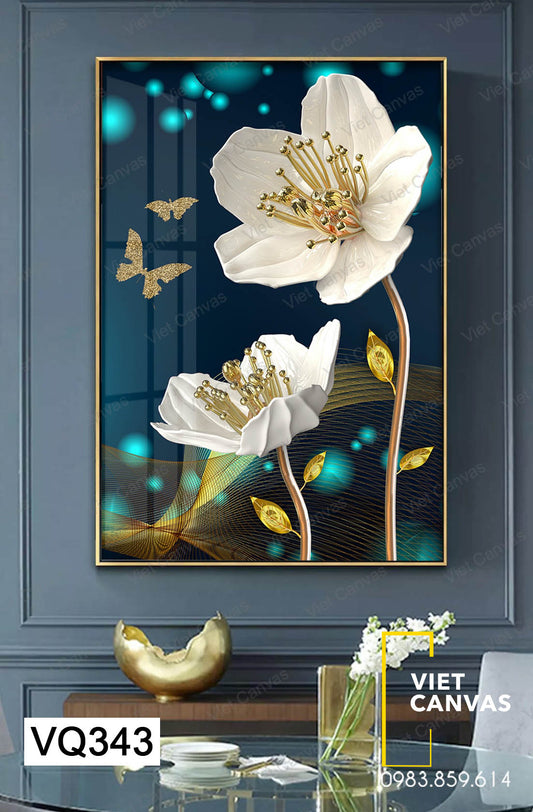 Tranh Hoa Trắng Nhụy Vàng - VQ343