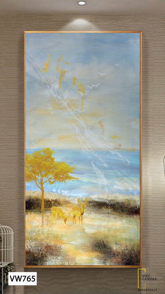 Tranh Hươu, Chim Và Biển - VW765