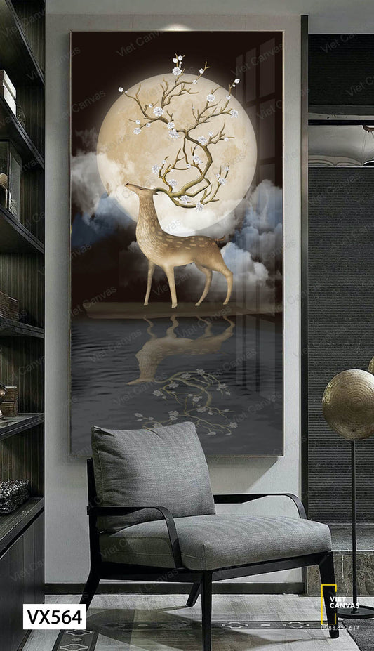 Tranh Hươu Dưới Ánh Trăng - VX564
