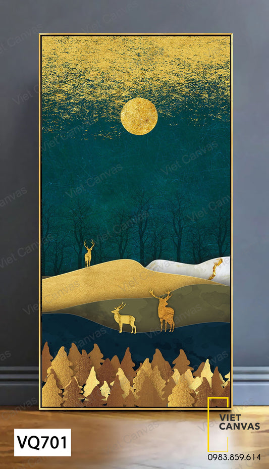 Tranh Hươu Dưới Ánh Trăng - VQ701