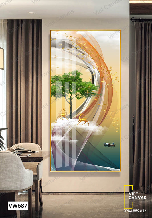 Tranh Hươu Và Cây - VW687