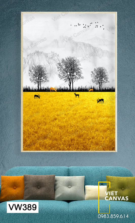 Tranh Hươu Dưới Tán Cây - VW389