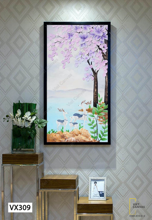 Tranh Hươu Nai Dưới Tán Cây - VX309
