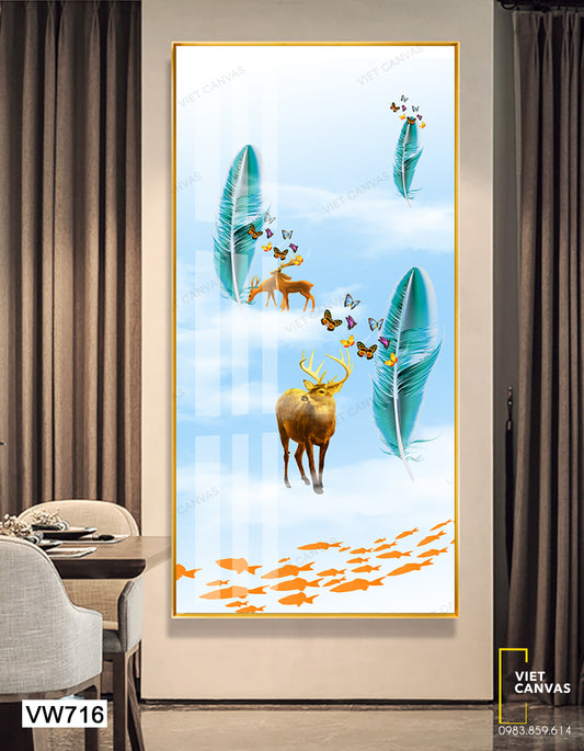 Tranh Hươu Và Chiếc Lông Vũ - VW716