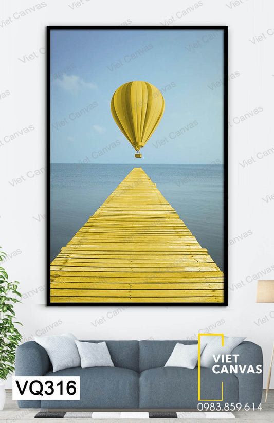 Tranh Khinh Khí Cầu Trên Biển - VQ316