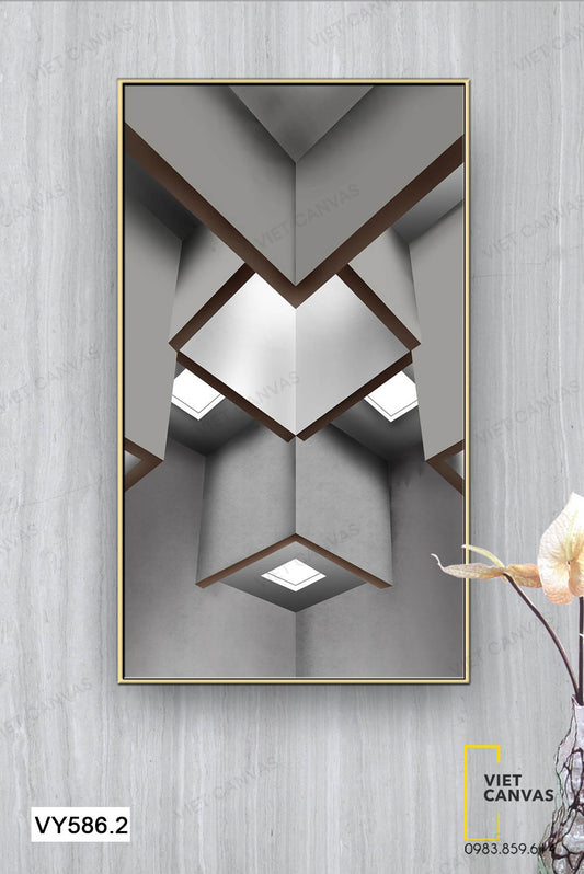 Tranh Khối Hình Hộp Tông Xám - VY586.2