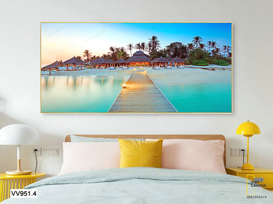 Tranh Resort Trên Bờ Biển Tuyệt Đẹp - VV951.4