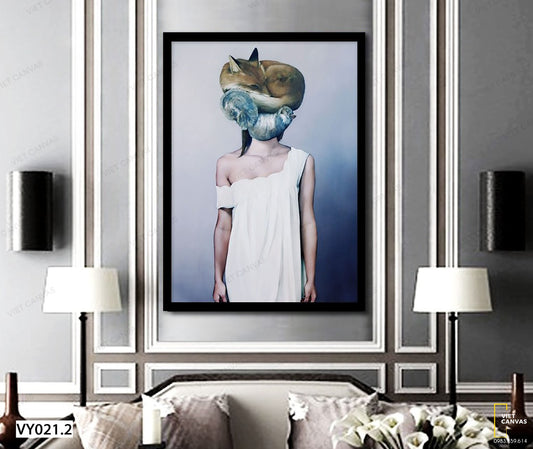 Tranh Cô Gái Với Chú Mèo - VY021.2