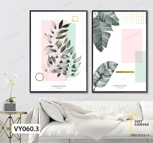 Bộ 2 Tranh Lá Cây Kiểu Vẽ - VY060.3