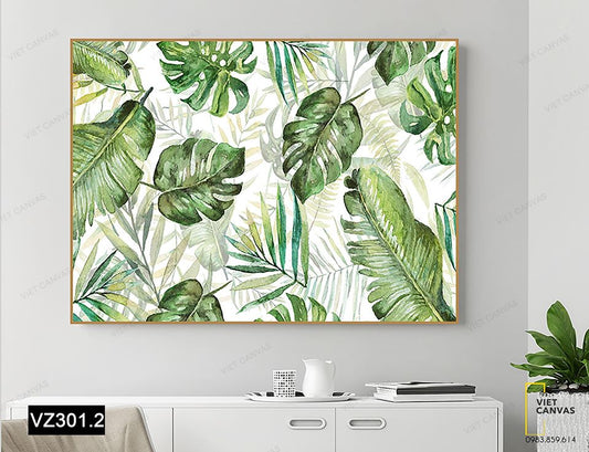Tranh Lá Cây Màu Xanh - VZ301.2