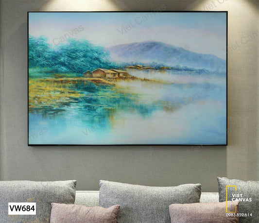 Tranh Làng Quê Và Hồ Nước - VW684