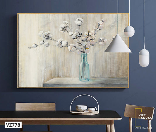 Tranh Lọ Hoa Bông Gòn - VZ778