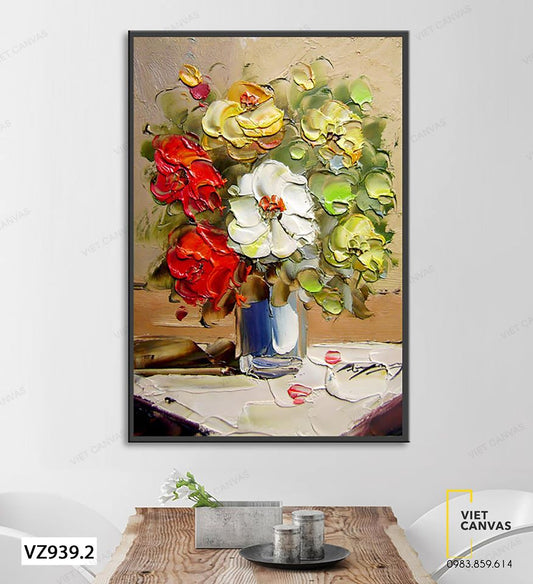 Tranh Lọ Hoa Đầy Sắc Màu Tươi Tắn - VZ939.2