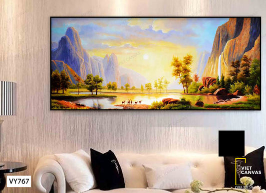 Tranh Mặt Trời Tỏa Nắng Xuống Khu Rừng - VY767