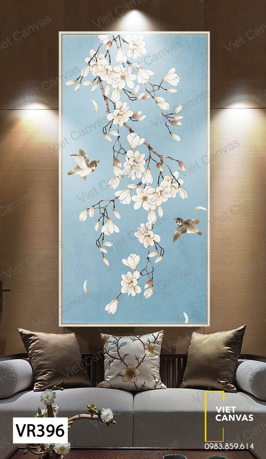 Tranh Nhành Hoa Đào Và Đôi Chim - VR396