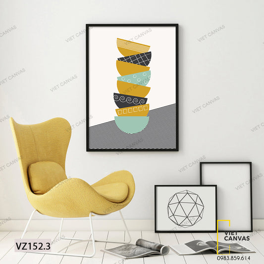 Tranh Những Cái Chén Hoa Văn - VZ152.3