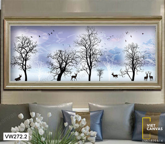 Tranh Những Chú Nai Trong Khu Rừng Tuyết Trắng - VW272.2