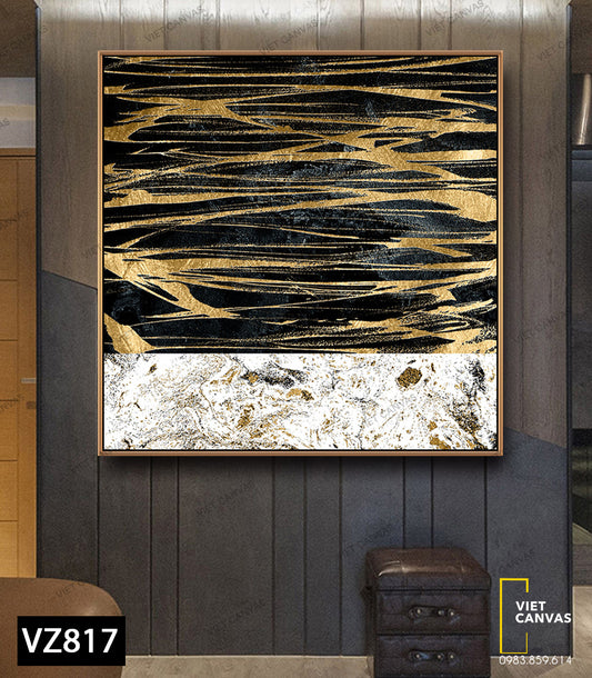 Tranh Trừu Tượng Đen Vàng - VZ817