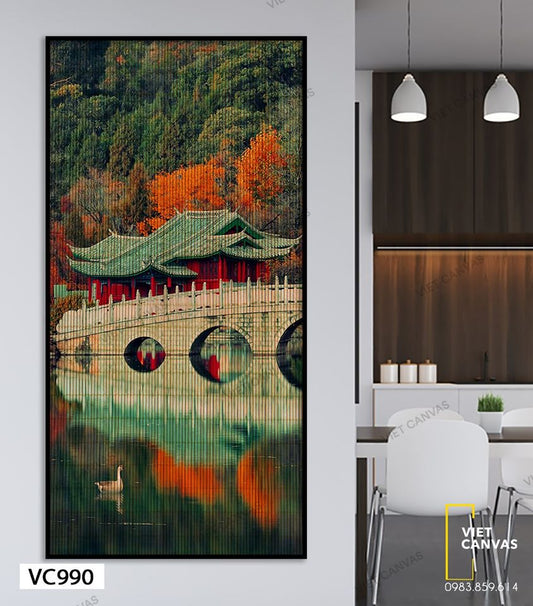 Tranh Phong Cảnh Ngôi Nhà Bên Chiếc Cầu - VC990