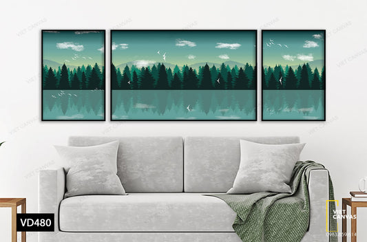Bộ 3 Tranh Rừng Thông Bạt Ngàn - VD480
