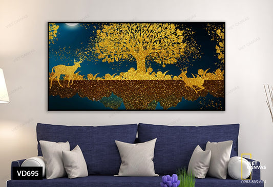 Tranh Hươu Dưới Tán Cây Vàng - VD695