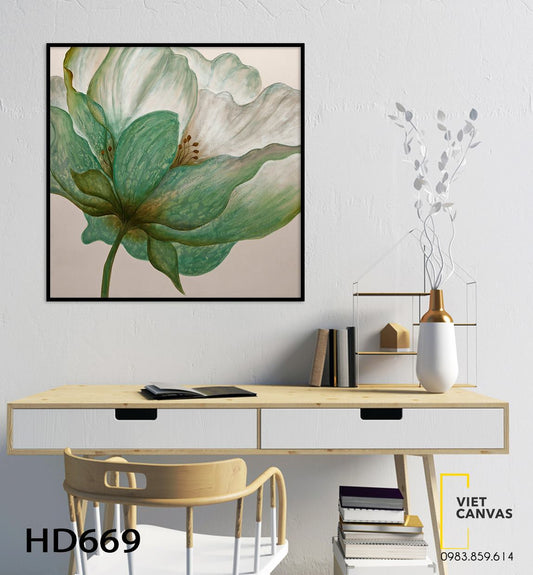 Tranh Sen Trắng Nở Hoa - HD669