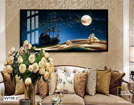 Tranh Thuyền Buồm Và Ánh Trăng - VV159.2