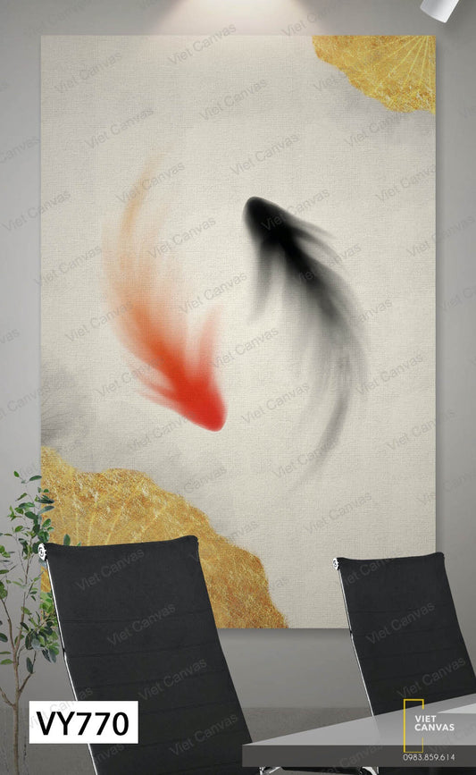 Tranh Nghệ Thuật Đôi Cá Chép - VY770