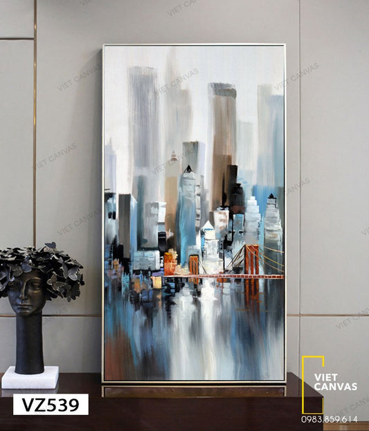 Tranh Trừu Tượng Cầu Và Tòa Nhà - VZ539