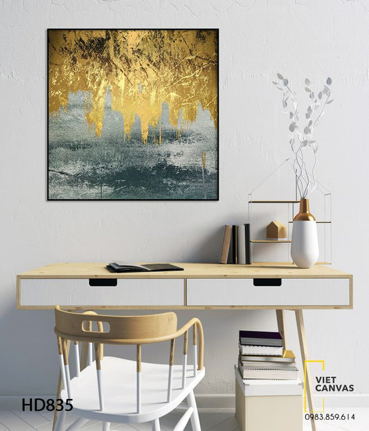 Tranh Trừu Tượng Vàng Xám - HD835