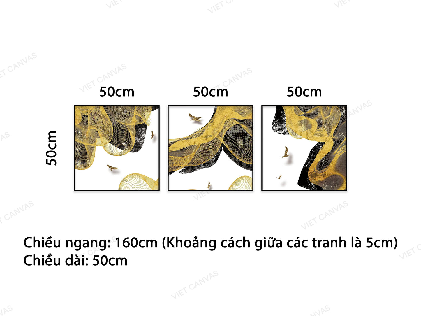 Bộ 3 Tranh Trừu Tượng Cánh Chim Giữa Trời Cao - VB567