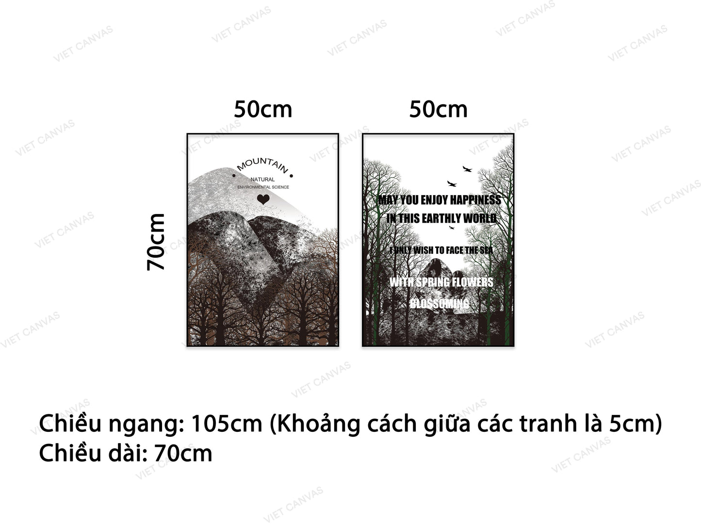 Bộ 2 Tranh Núi Rừng Và Quotes- VB575