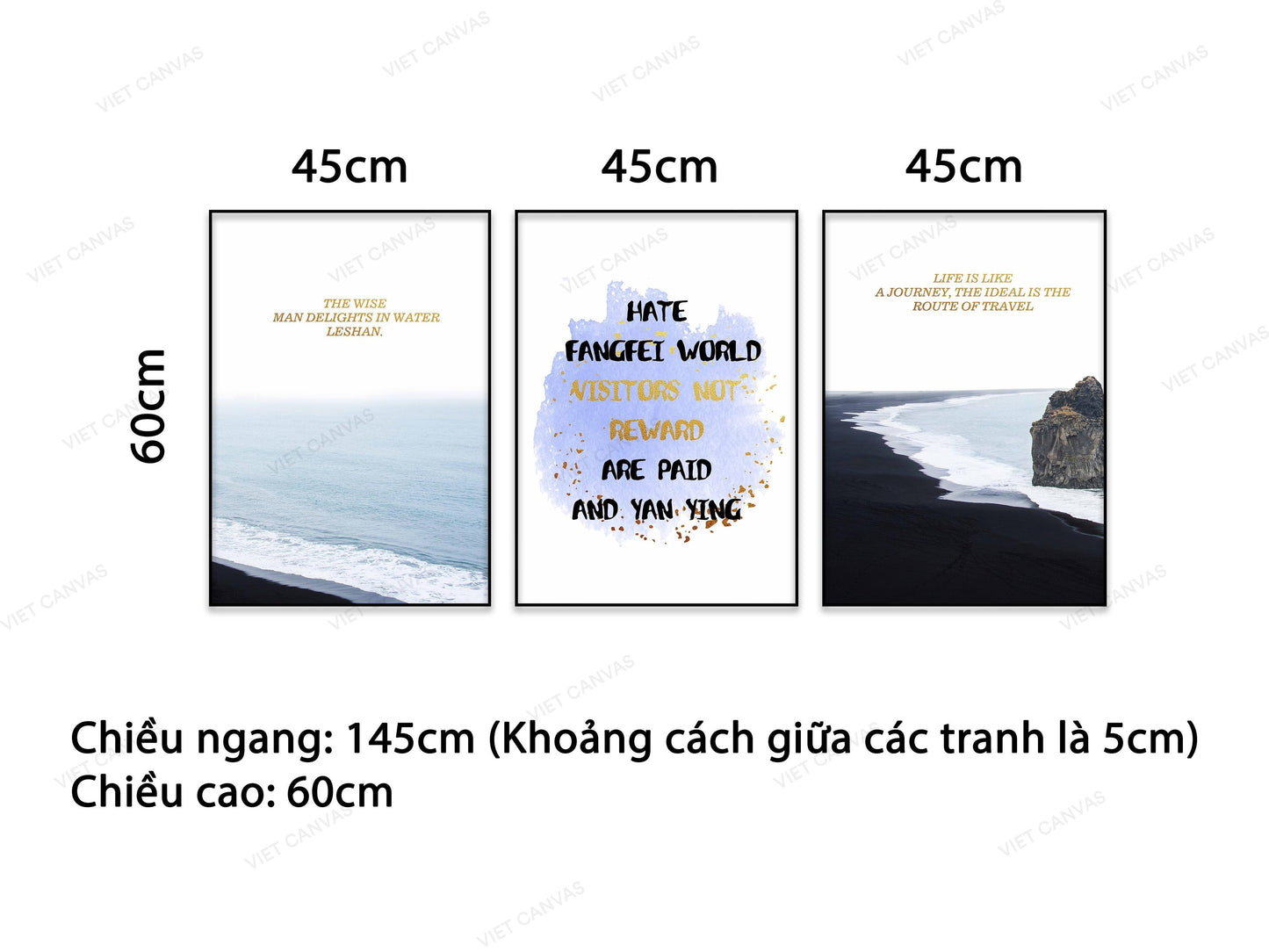 Bộ 3 Tranh Quotes Seashore - VB601