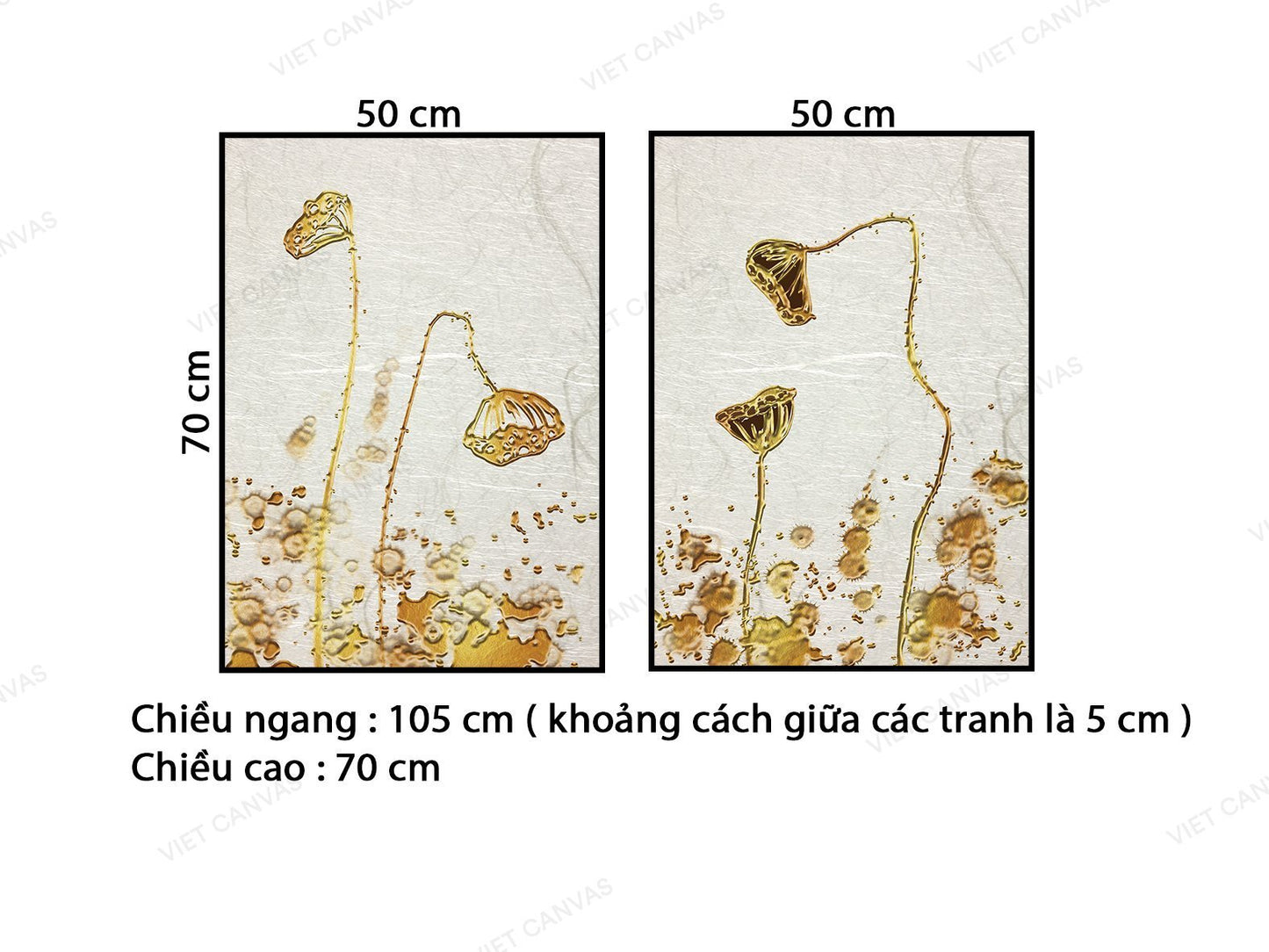 Bộ 2 Tranh Đầm Sen Vàng - VB611