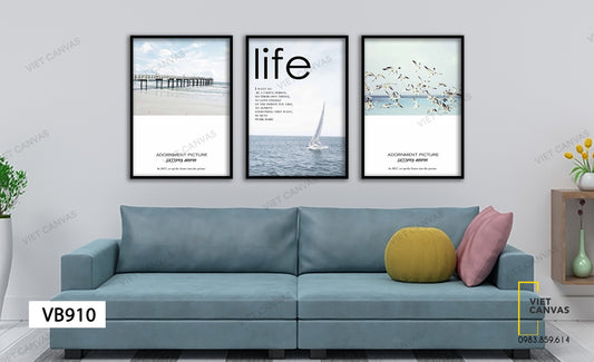 Bộ 3 Tranh Biển, Gió Và Quotes- VB910