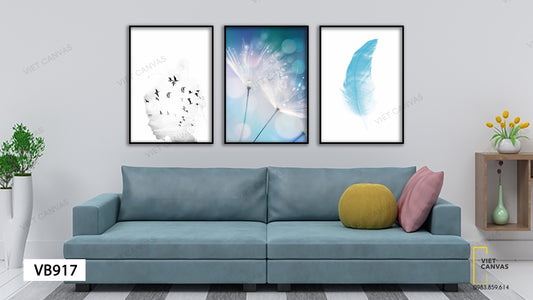 Bộ 3 Tranh Mong Manh Màu Xanh Biếc - VB917