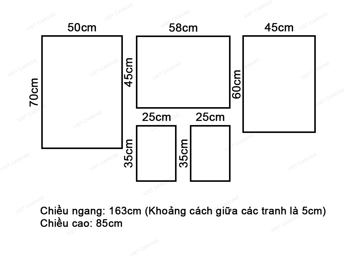 Bộ 5 Tranh Các Ngôi Chùa, Nhà, Phố Về Đêm - VK609.1