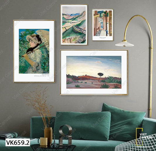 Bộ 4 Tranh Cô Gái Và Đồi Núi - VK659.2