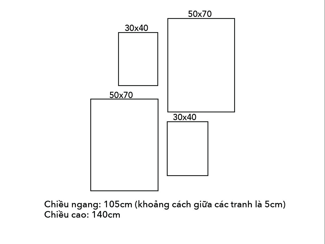 Bộ 4 Tranh Tĩnh Vật Tối Giản - VN079