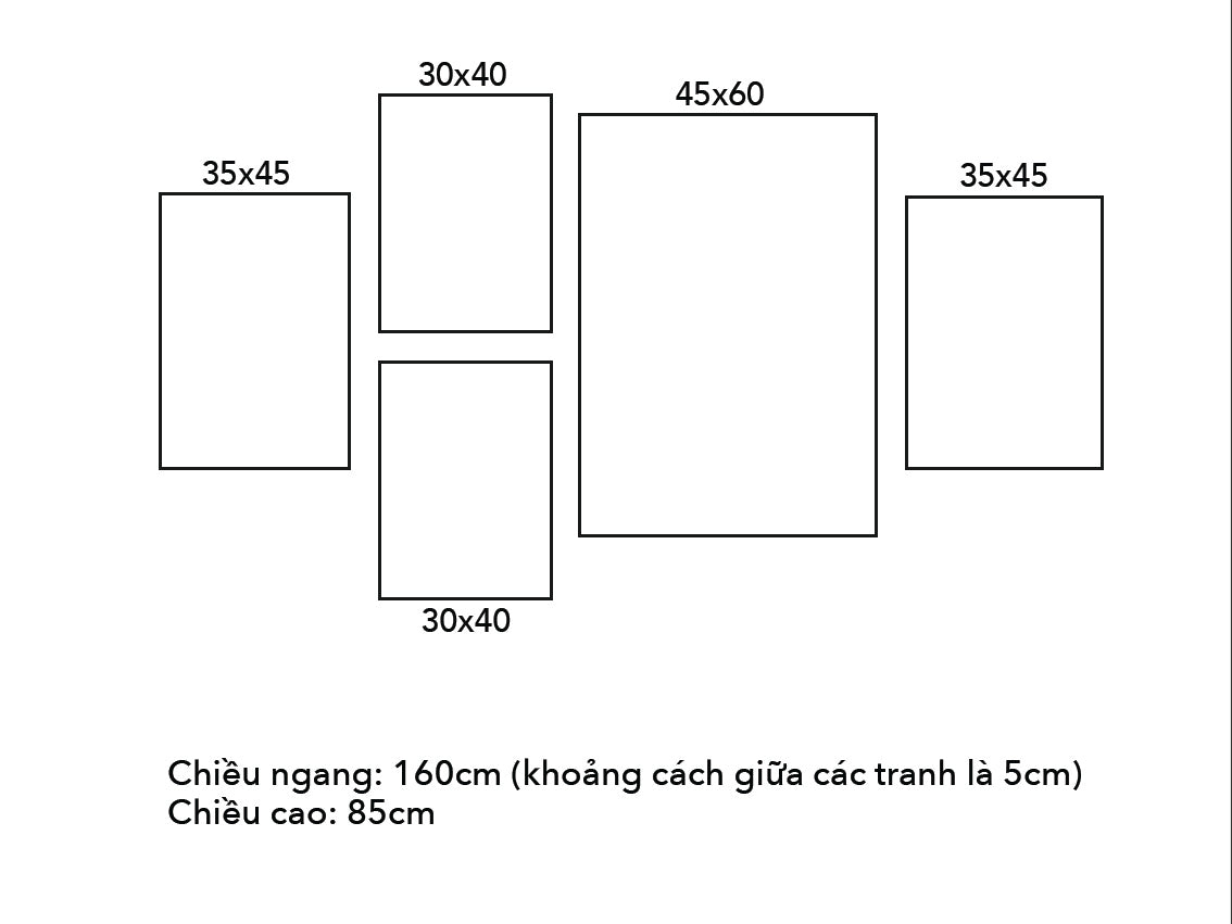 Bộ 5 Tranh Tối Giản - VN064