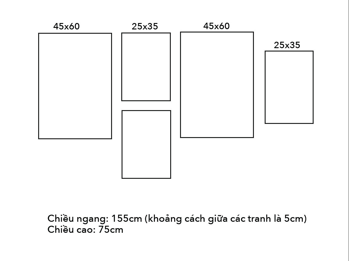 Bộ 5 Tranh Phong Cảnh Tối Giản - VN037