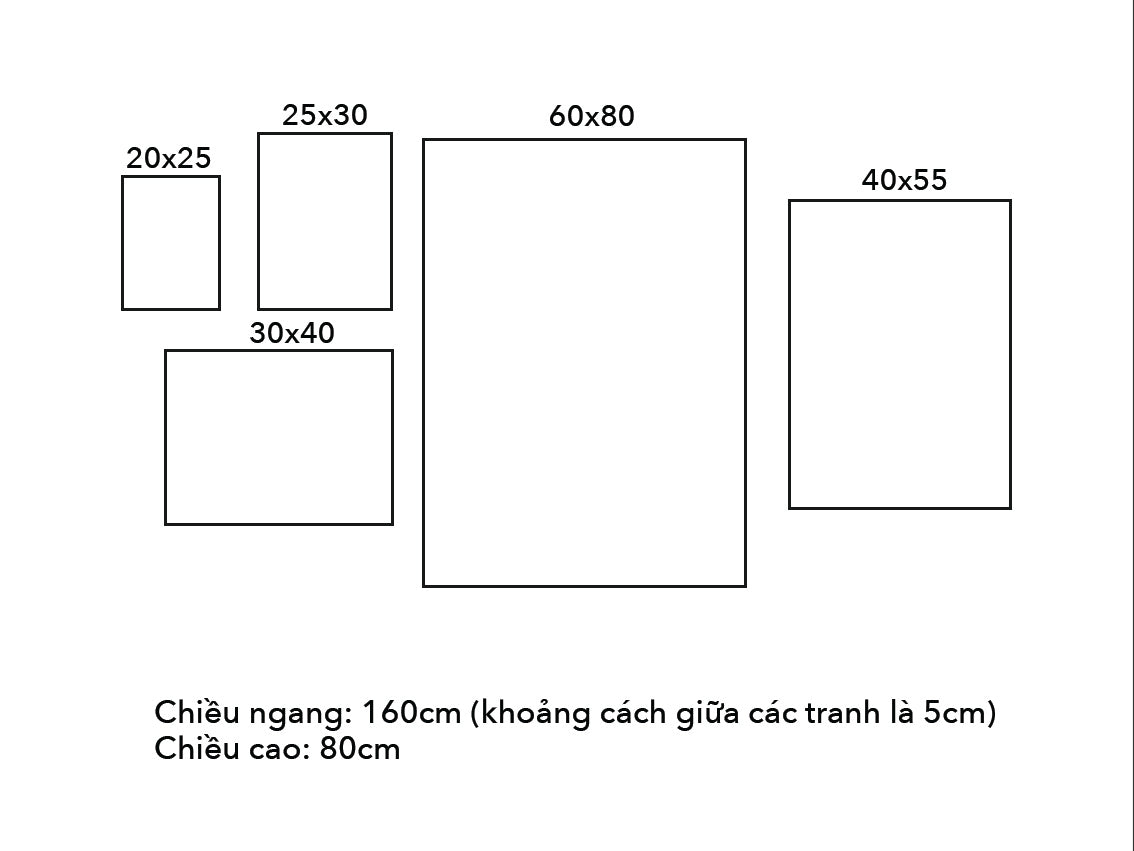 Bộ 5 Tranh Tối Giản - VN042