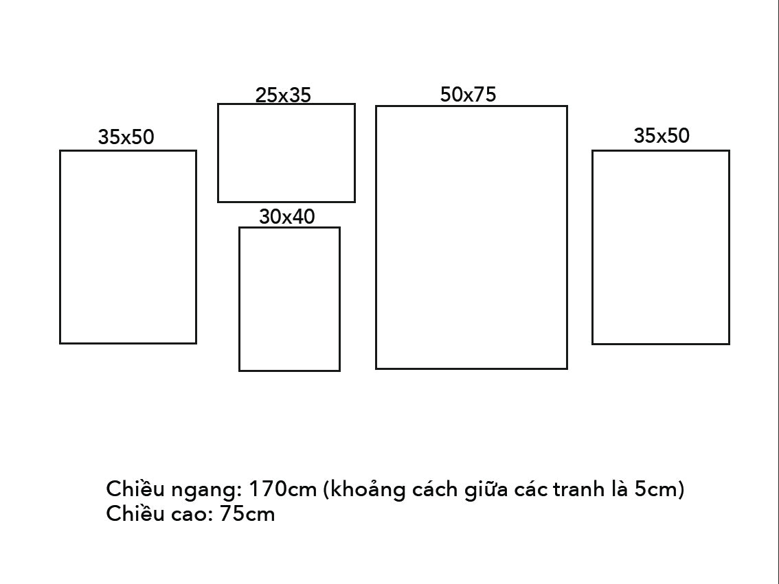 Bộ 5 Tranh Hình Vẽ Tối Giản - VN058