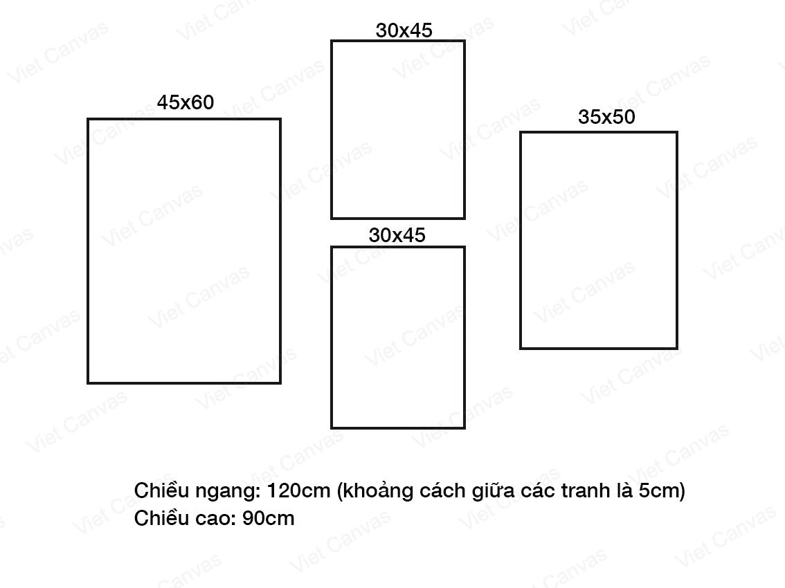 Bộ 4 Tranh Hình Vẽ Tối Giản - VN080