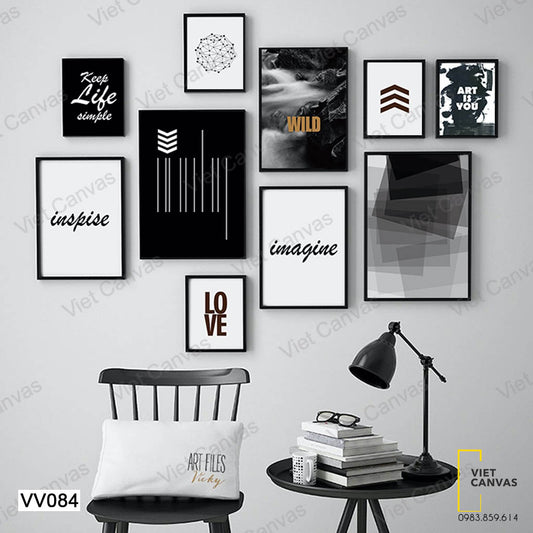 Bộ 10 Tranh Quotes Trắng Đen - VV084