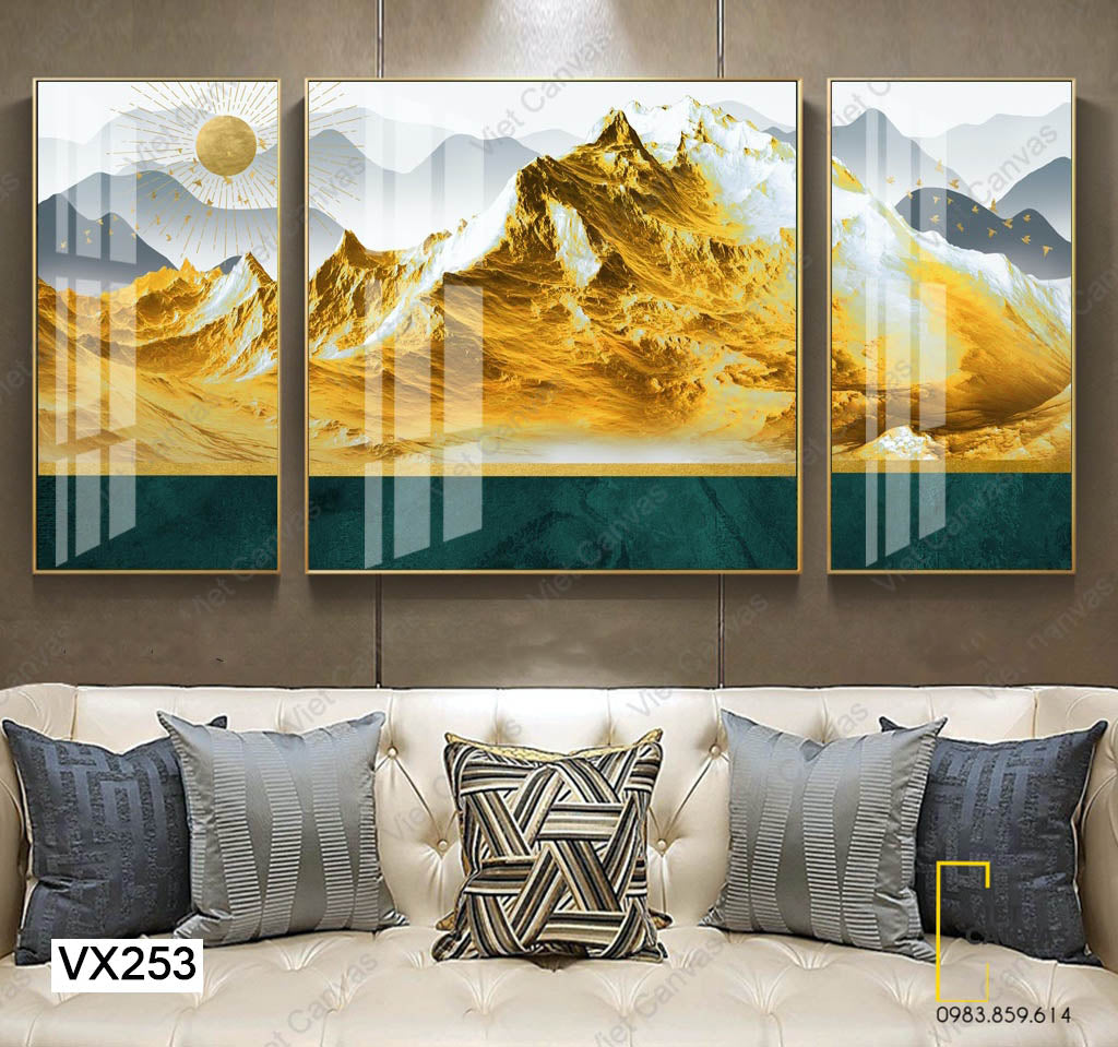 Bộ 3 Tranh Mặt Trời Và Núi Vàng - VX253